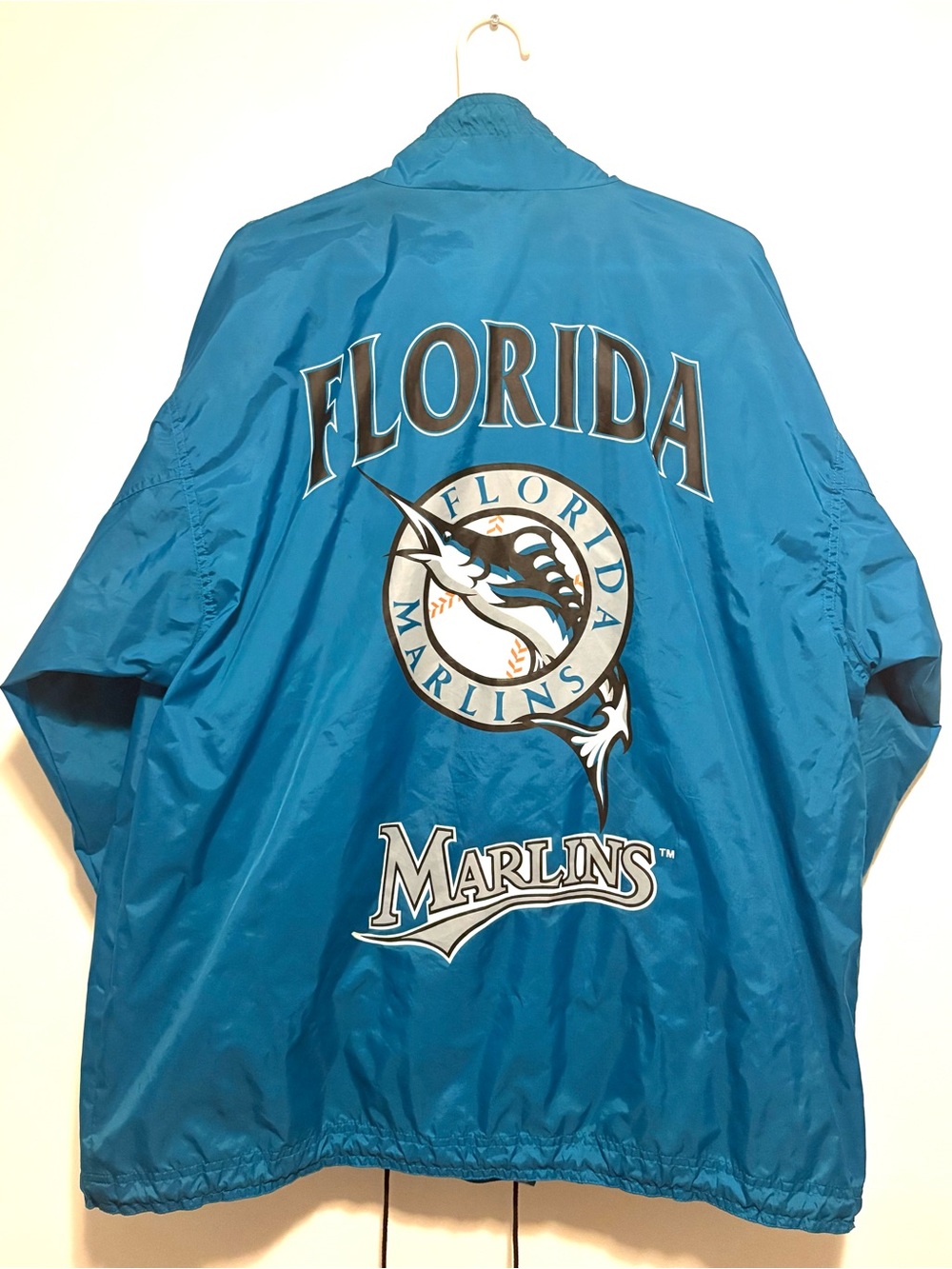 Vintage 90s MLB Florida Marlins Teal Windbreaker Jacket Men’s Size Large